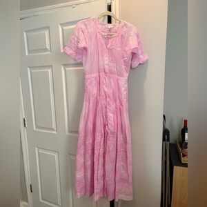 LoveShackFancy Pink Lace Button Up Dress